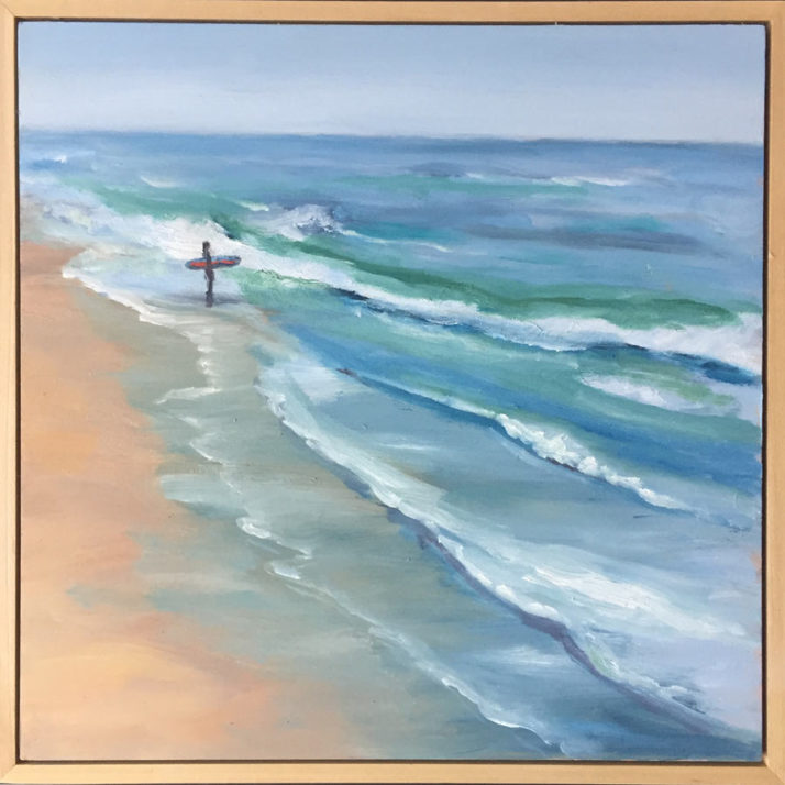Ocean beach, 12" x12", oil on panel